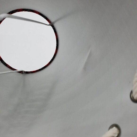 Pottery Barn Kids Lamp Shade Blue With Red Plaid Trim & Rope Detail - Picture 6 of 7